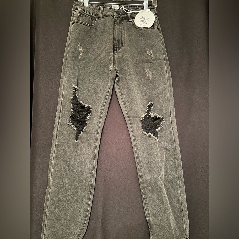 NWT Princess Polly Size 4 Black Zaneta Distressed Jeans